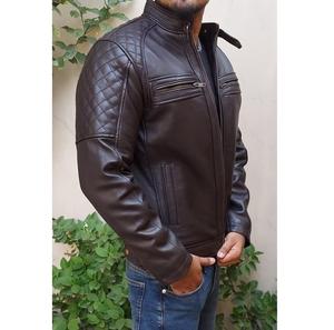 Chaqueta de cuero genuino de primera calidad para hombres con costuras fuertes de acabado suave y ajuste cómodo diseñado DE LA India - Product Image 2