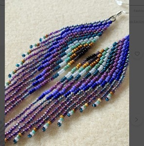 ต่างหูขอบลูกปัดสไตล์โบโฮพื้นเมืองต่างหูลูกปัดขนนกขนนก - Product Image 2