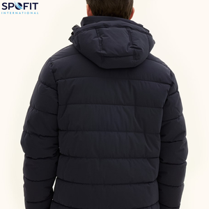 Veste matelassée imperméable à capuche pour homme, vente en gros, OEM, impression personnalisée avec logo, veste d'hiver décontractée, poches - Product Image 4