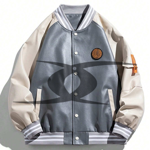 Patchs de broderie en chenille OEM Jaket Veste Letterman avec logo personnalisé Blouson de baseball Streetwear en cuir Bomber universitaire pour hommes - Product Image 1