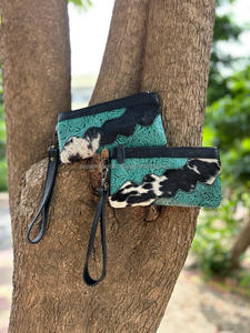 Nuevo bolso de cuero de piel de vaca con estampado en relieve a mano occidental Real, bolso elegante para mujer y bolso de mano de piel pintado a mano, Conjunto Combinado único - Product Image 2