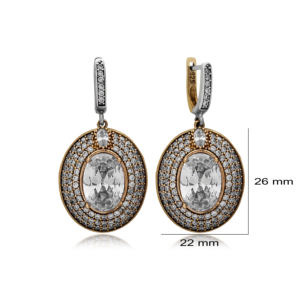 ต่างหูเงินแท้จากพลอยเพทายรูปวงรีทำด้วยมือแบบตุรกี925เครื่องประดับเงินสเตอร์ลิง - Product Image 2