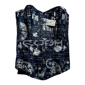 Corset rétro bleu marine imprimé bateau et boussole pour femme, idéal pour le modelage de la taille et le style maritime - Product Image 3