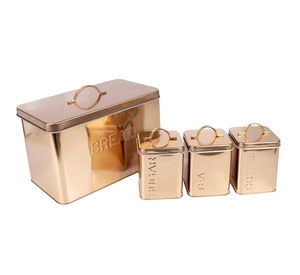 New Design Food Storage <b>Bin</b> Container Vintage Metal Copper Bread Storage Box With Lid Kitchen Storage Box - Product Image 1