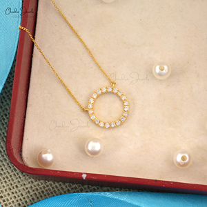 Collar de eternidad de diamantes de 0,6 quilates de círculo abierto para mujer, de 14 quilates oro amarillo, declaración Karma, joyería fina al por mayor - Product Image 3