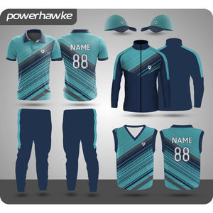 Jersey y pantalones de cuello de conjunto completo de uniforme de cricket con logotipo de nombre de equipo personalizado y uniforme de ropa deportiva de tamaño - Product Image 2
