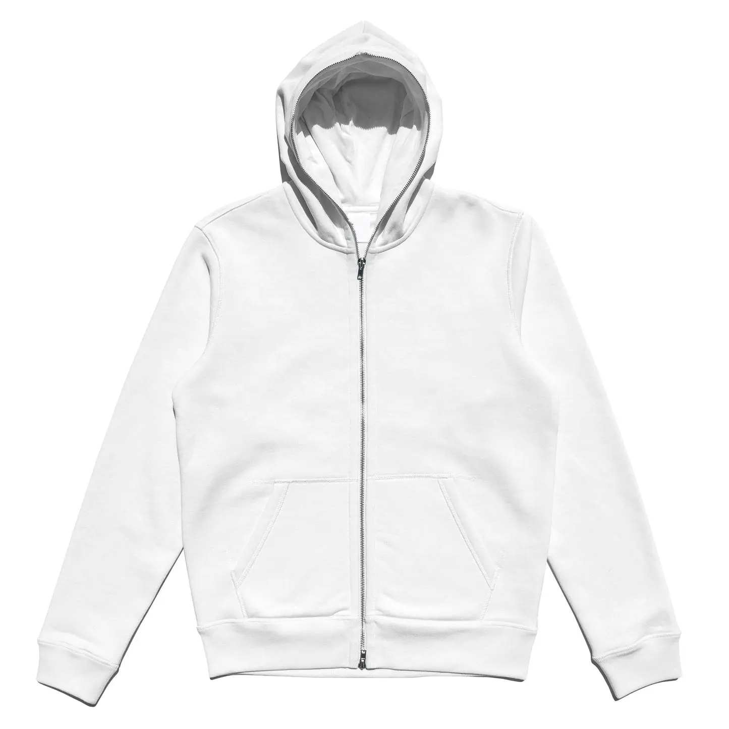 Customizável Bulk Oversized Heavyweight Men Full Face Zipper Up Hoodies Algodão Em Branco Respirável Branco Preto Zip up Hoodie