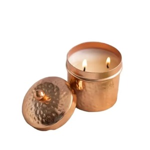 Pot à bougie double tonalité en métal de qualité standard pour la maison et le mariage Pot à bougie fait main de forme ovale en or de luxe décoratif - Product Image 5