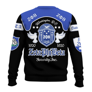 Sudadera con Cuello Redondo Zeta Phi Beta Griega 1920 para Mujer, Azul, Bordada, de Felpa - Product Image 2