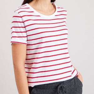 Camiseta transpirable de secado rápido para mujer, ropa informal personalizada, fabricante de fábrica, a rayas - Product Image 6