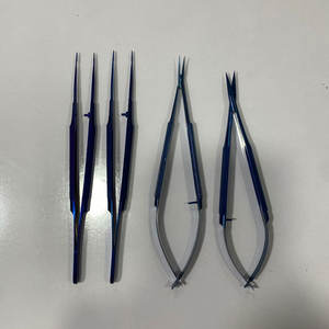 Juego de microinstrumentos oftálmicos con revestimiento azul, 4 Uds., bandeja, Kit quirúrgico, instrumento, Manual de acero inoxidable alemán de alta calidad CE - Product Image 3