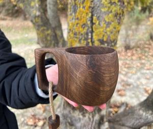 Chope à bière en bois faite à la main tasse en bois sculpté durable écologique tasse à boire en bois rustique naturel bière café thé rustique - Product Image 3