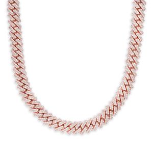 Cadena de eslabones cubanos de Hip Hop, cadena de eslabones cubanos con diamantes de moissanita redonda de Plata de Ley 925 para hombres - Product Image 1