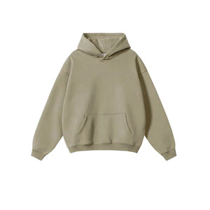 Vente en gros, sweat à capuche uni épais en coton éponge 450G pour hommes, sans corde, décontracté, tendance, automne et hiver - Product Image 3