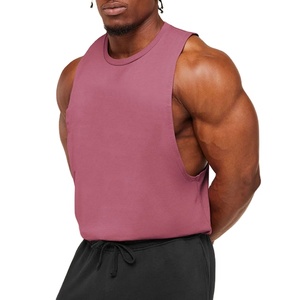 Muscle Sleeveless Heavyweight <b>Stringer</b> Side Off Cut Tank Top Men's Wear Gym <b>Vest</b> Loose Fit Knitted High Quality 100% Cotton - Product Image 2