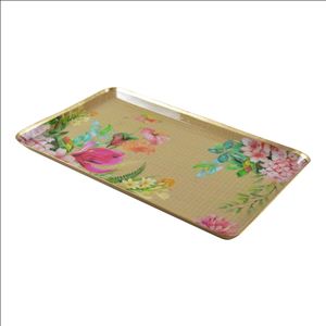 Plateau de service en métal émaillé au design étonnant pour décoration de table, service de nourriture et de boissons, plateau au design fleuri le plus vendu - Product Image 3