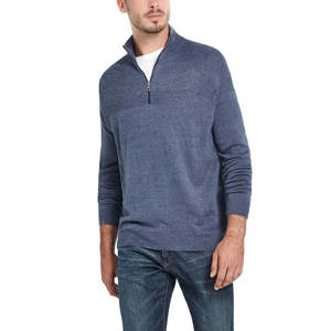 Maglione Vintage Impermeabile da Uomo con Zip a un Quarto, Morbido al Tatto, Blu, Taglia Piccola - Product Image 1