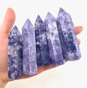 PUNTOS DE TORRE DE CRISTAL DE LEPIDOLITA AL POR MAYOR/TORRES DE LÁPIZ DE LEPIDOLITA PULIDA PIEDRA PRECIOSA SANADORA PUNTOS DE LEPIDOLITA PÚRPURA - Product Image 1