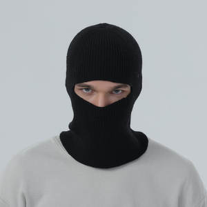 Masque de ski en tricot 100% acrylique personnalisé, un trou, couleur unie, chaud, plus doux, masque de balaclava uni pour homme et femme - Product Image 2