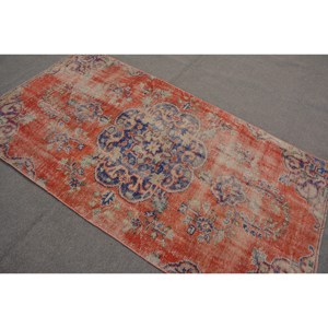 Alfombra turca Vintage diseño de retazos rojos y azules 4,1x9,4 pies tejido plano de lana de área grande para decoraciones de sala de estar - Product Image 4