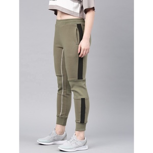 Pantalones de chándal para correr de cintura alta para mujer con logotipo personalizado 2025, entrenamiento informal en el gimnasio, correr con forro polar a rayas laterales y bolsillos - Product Image 1