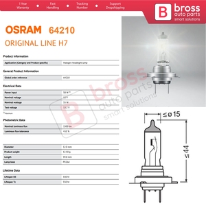 BHL603-1 10 pièces ORIGINAL 64210 H7 12V 55W PX26d Ampoule halogène pour phare, feux de croisement, feux de route, antibrouillard - Product Image 5