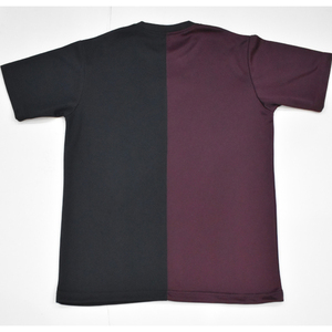 T-shirt à col rond épais avec logo personnalisé T-shirt sportif à moitié fendu en polyester de couleur bicolore - Product Image 2