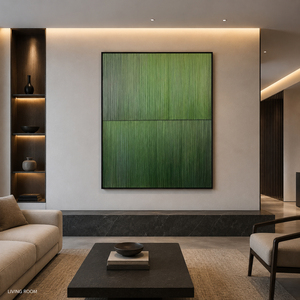 Abstract Wall Art Emerald Green and Neutral Textured Hand Painted Oil Painting on <b>Canvas</b> <b>for</b> Living Room Bedroom Decor - Product Image 1