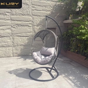 Sedia a dondolo in rattan per esterni, amaca sospesa a forma di uovo per patio, balcone e giardino - Product Image 2