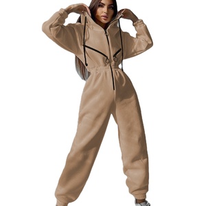Women's Custom Cropped Hoodie Set Plus Size Jumpsuit Tracksuits Sweatsuit Jogging <b>One</b> Piece <b>Top</b> Hooded for Sports Exercise - Product Image 3