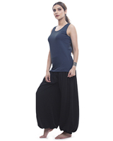 Débardeur de yoga en coton biologique avec dos nageur, grande taille, respirant et antibactérien, bleu, pour femme, sport/tenue décontractée