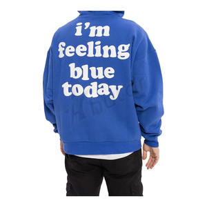 Custom High Quality Heavyweight 100% Cotton Men's <b>Hoodie</b> Streetwear <b>Black</b> Puff Printing Winter Embroidered <b>Hoodie</b> - Product Image 2