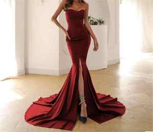 2025 nuevo vestido de noche Sexy de cola de pez para mujer vestido de fiesta de Color sólido - Product Image 1