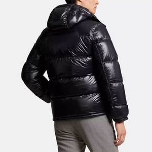 Wholesale <b>Men</b> Puffer <b>Jackets</b> 2025 | Shiny Black Bubble Coat | Stand Collar Casual Knitted Winter <b>Jacket</b> | OEM ODM Factory Supply - Product Image 2