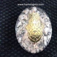 Dôme d'orgone en aventurine verte fait main, symbole Hamsa, presse-papier en pierre précieuse, ensemble de pierres de guérison des chakras, cristal de guérison, agate Reiki, Feng Shui
