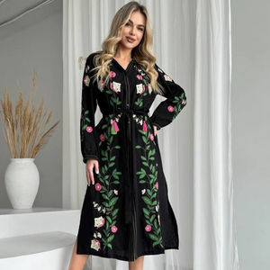 Women Vintage Fashionable <b>Dresses</b> Autumn and <b>Summer</b> Embroidered <b>Boho</b> Explosive Wholesale Low Price Long Sleeve Ukrainian <b>Dress</b> - Product Image 1