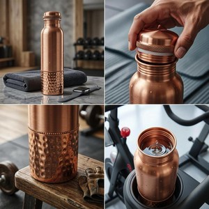 Bouteille d'eau en cuivre de qualité supérieure, conçue pour une hydratation élégante, un usage quotidien, des cadeaux, la vente au détail et la vente en gros. - Product Image 2