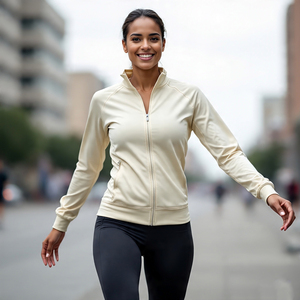 Chaqueta de entrenamiento a prueba de viento transpirable de algodón de punto para mujer de talla grande para gimnasio Fitness Sports - Product Image 1