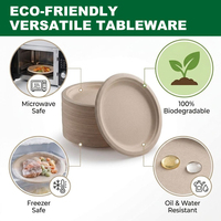 Assiettes jetables en bagasse, assiettes en pulpe de canne à sucre, vaisselle compostable, biodégradable, respectueuse de l'environnement