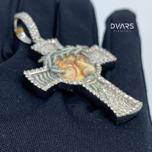 จี้พระเยซูแบบครอสประดับเพชรโมอิสซาไนต์ เงินแท้ 925 ชุบทอง 18K ดีไซน์หรูหรา สำหรับผู้ชาย สไตล์ฮิปฮอป เครื่องประดับคริสเตียน - Product Image 4