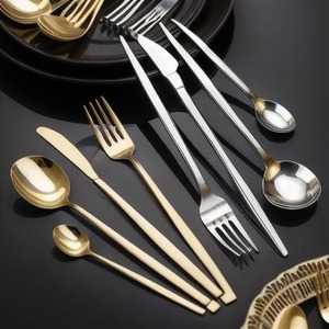 Prêt à expédier 2024 tendance couverts réutilisables en acier inoxydable couverts ustensiles de cuisine vaisselle couverts couteau fourchette cuillère ensemble de voyage - Product Image 5