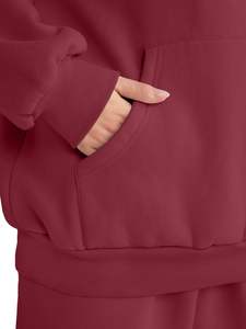 Survêtements pour femmes survêtements à capuche automne hiver polaire surdimensionné sweats à capuche pulls solides survêtement - Product Image 5