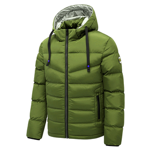 Abrigo de invierno ligero personalizado para hombre 2026 con cuello levantado, chaqueta acolchada gruesa de burbujas de alta calidad, logotipo frontal de tela de lona - Product Image 6