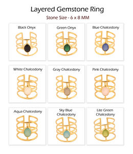 Nouvel arrivage de bague de déclaration en calcédoine rose de forme ovale plaquée or 24k, anneau ouvert réglable, cadeau personnalisé pour femme, bijoux - Product Image 2