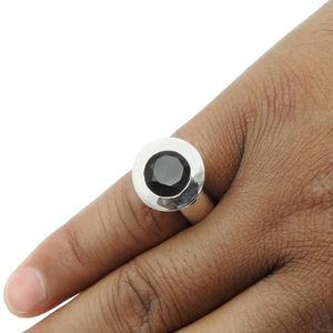 Everyday Wear Elegant Look Ring Natural <b>Black</b> Onyx Gemstone 925 Sterling Silver Round Shape Handmade <b>Jewelry</b> Wholesale Suppliers - Product Image 4