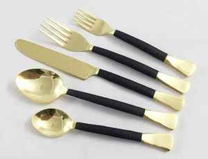 Poignée en bois et résine pour couverts, acier inoxydable, 5 pièces, nouveau Design, offre spéciale - Product Image 4