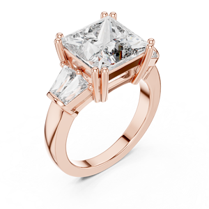 Bague élégante en or rose 18 carats avec une grande pierre centrale taille princesse pour fiançailles et luxe - Product Image 4