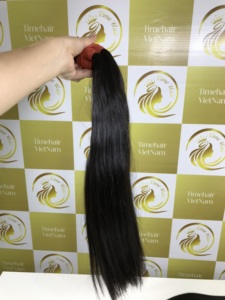 Cabello Virgen Natural Negro de Doble Trama, Liso con Cutícula Alineada, Alta Calidad, Remy, Extensiones de Cinta, Material Crudo de Vietnam, Frontal HD - Product Image 3
