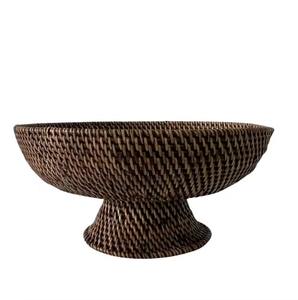 Bol en rotin à bord incurvé de concepteur de qualité supérieure élégant stockage tissé à la main pour les collations aux fruits noix essentiels de la cuisine utilisation décorative - Product Image 6