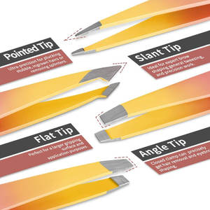 Ensemble de 7 pinces à épiler en acier inoxydable pour femmes, poils du visage / Ciseaux courbés de précision bicolores pour sourcils, rasoir à sourcils pour poils incarnés - Product Image 5